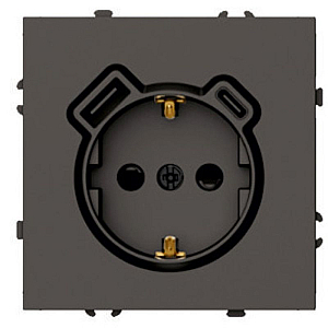 Розетка 1-местная з/ш с/з 16А + USB + Type C (механизм) Stekker Эмили RST16-5119-09 антрацит soft touch 50361