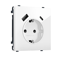 Комплект механизма электрической розетки SIGMA Белый глянец 2USB A+C 20W Ambrella Volt MS110010 (SP1100, PR160)