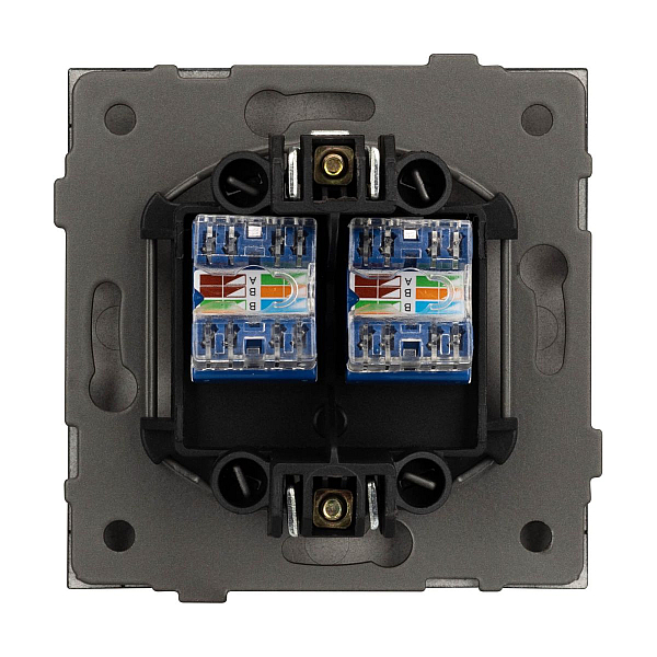 Механизм компьютерной розетки двойной Arlight SCT-TENDO-MPC2-PL-BK (RJ-45, CAT6) 054101