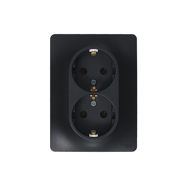 Розетка двойная 2К+З Systeme Electric Glossa 16A 250V антрацит GSL000724