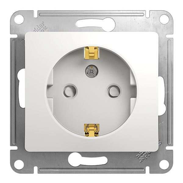 Розетка 2К+З Systeme Electric Glossa 16A 250V со шторками белая GSL000145
