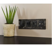 Комплект механизма розетки TV оконечной + SAT 5-862MHz 3.5dB/950-2150MHz 3.5dB Alfa Черный матовый Quant Ambrella Volt MA813310 (AP8133, VM217)