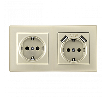 Розетка двойная (двухпостовая) с USB Arte Milano SET06-2-47-1-40-1 shampan