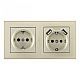 Розетка двойная (двухпостовая) с USB Arte Milano SET06-2-47-1-40-1 shampan