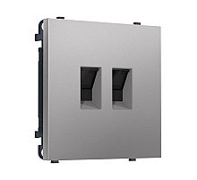 Комплект механизма компьютерной двойной розетки SIGMA Сталь матовый RJ-45 Ambrella Volt MS512110 (SP5121, PR189)