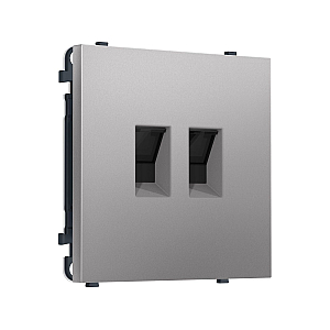 Комплект механизма компьютерной двойной розетки SIGMA Сталь матовый RJ-45 Ambrella Volt MS512110 (SP5121, PR189)