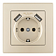 Комплект розетки с/з и шторками + USB и рамкой Arte Milano SET06-1-47-1 shampan