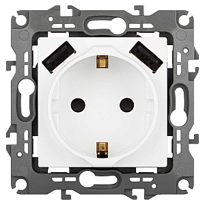 Розетка со шторами и 2 USB Эра 12-4109-01М Б0065728