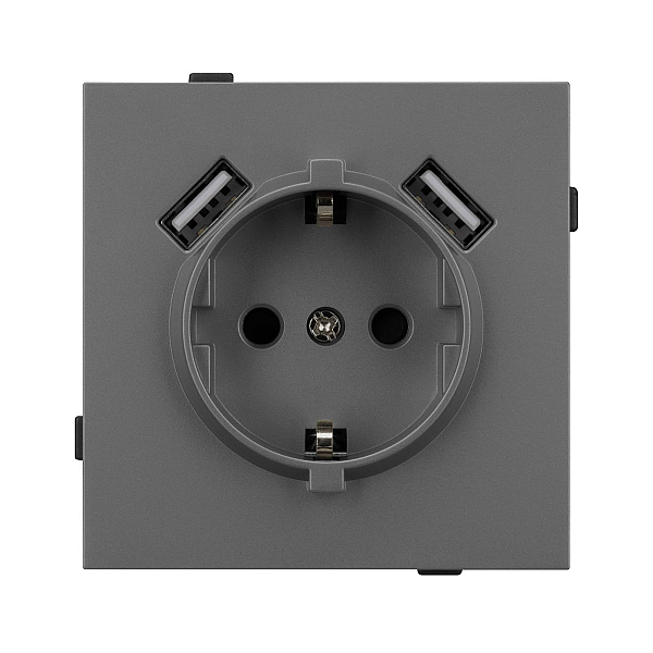 Механизм розетки с USB зарядкой Arlight SCT-TENDO-MUAA-SFPL-GR (230V, 16A) 054605