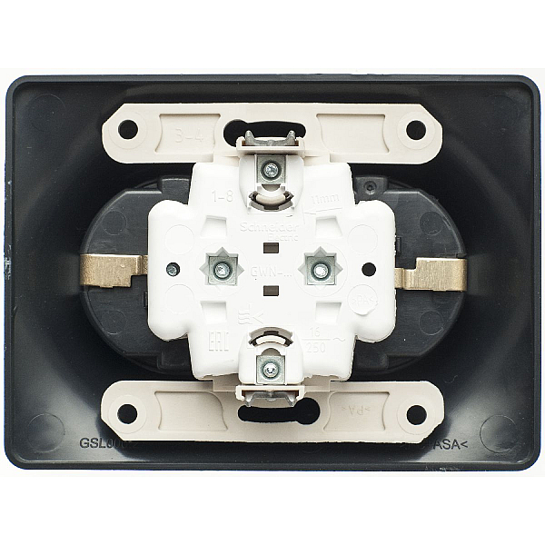 Розетка двойная 2К+З Systeme Electric Glossa 16A 250V антрацит GSL000724