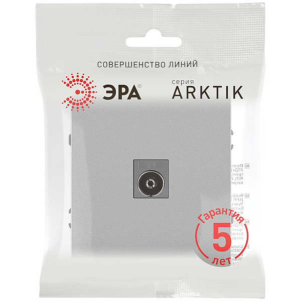 Розетка Эра Arktik 16-3101-03 TV одиночная алюминий Б0070466