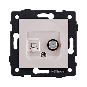 Розетка двойная спутниковая SAT + RJ45 Cat.6, кашемир матовый Kollinger REA-022CM для Aspekt, Eleganz, Reflex
