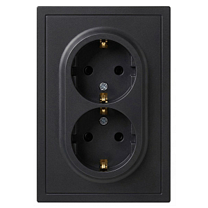 Розетка Эра Galaxy 15-2105-05 с заземлением двойная 2X2P+E Schuko со шторками IP20 16А-250В антрацит Б0070705