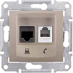 Розетка телефонная RJ-11 и Ethernet RJ-45 Schneider Electric Sedna UTP SDN5100168