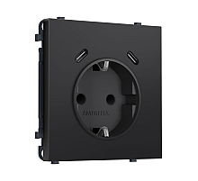 Комплект механизма электрической розетки SIGMA Черный матовый 2USB С+C 20W Ambrella Volt MS810510 (SP8105, PR165)