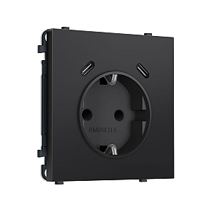 Комплект механизма электрической розетки SIGMA Черный матовый 2USB С+C 20W Ambrella Volt MS810510 (SP8105, PR165)
