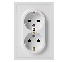 Розетка Эра Galaxy 15-2105-01 с заземлением двойная 2X2P+E Schuko со шторками IP20 16А-250В белый Б0070697