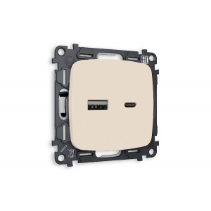 Комплект механизма розетки 2USB A+C 20W (быстрая зарядка) Ambrella Volt Omega MO331010