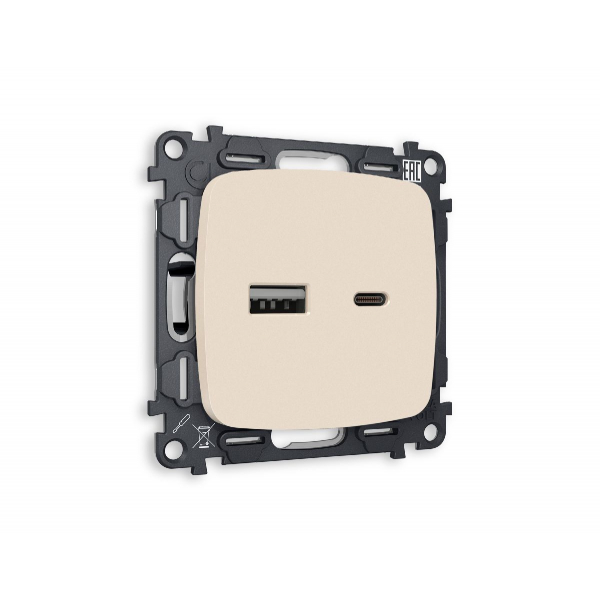 Комплект механизма розетки 2USB A+C 20W (быстрая зарядка) Ambrella Volt Omega MO331010 Комплект механизма розетки 2USB A+C 20W (быстрая зарядка) Ambrella Volt Omega MO331010