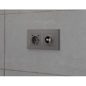 Комплект механизма электрической розетки 2USB С+C 20W с/з на винтовых зажимах 16A-250V Alfa Антрацит серый Quant Ambrella Volt MA660510 (AP6605, VM165)