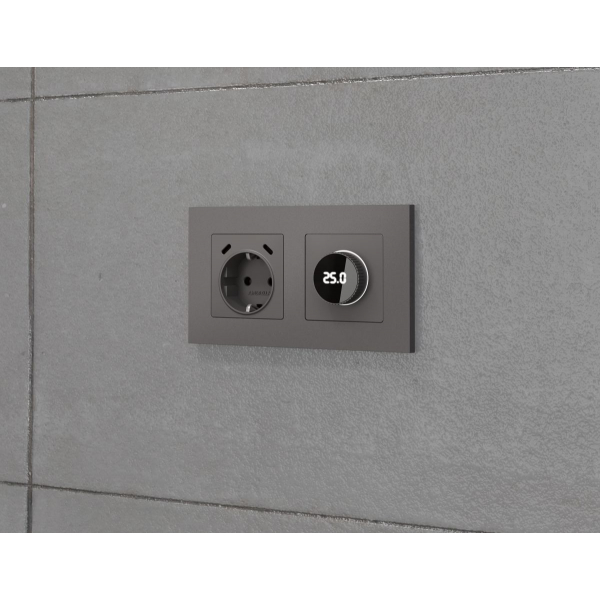 Комплект механизма электрической розетки 2USB С+C 20W с/з на винтовых зажимах 16A-250V Alfa Антрацит серый Quant Ambrella Volt MA660510 (AP6605, VM165)