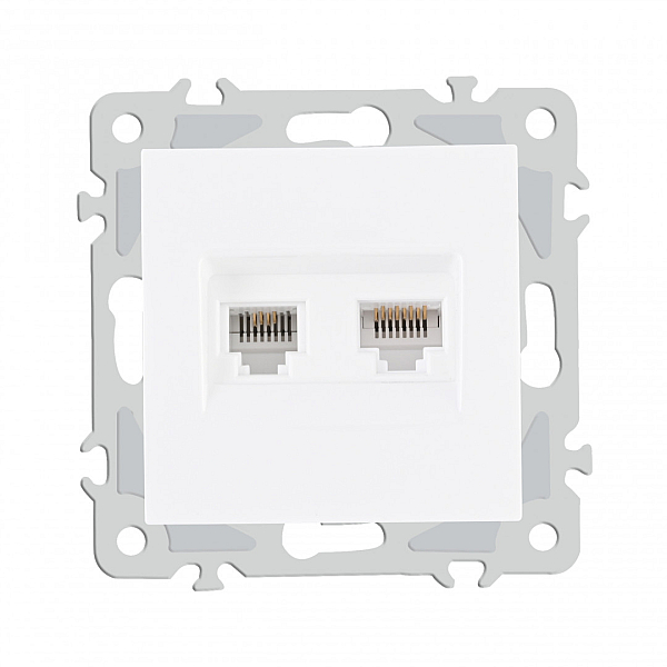 Розетка телефонная RJ11 + компьютерная RJ45 Arte Milano 206.44-1.white