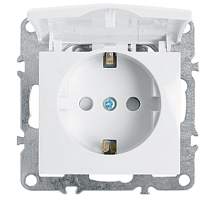Розетка Stekker Эрна с/з 16A 250V с крышкой защитной шторкой белый PST16-9112-01 39319