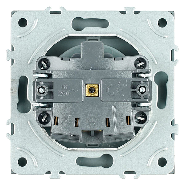 Розетка 1-местная с крышкой с защ. штор, Stekker, с/з, IP42, 250В, 16А Эмили, RST16-5112-09, антрацит, soft touch 49933
