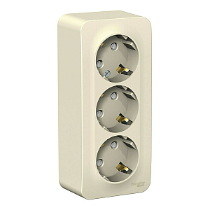 Розетка 3-ая с/з со шторками 16А, 250В, изолир. Пластина Systeme Electric Blanca наруж Молочная BLNRA011312