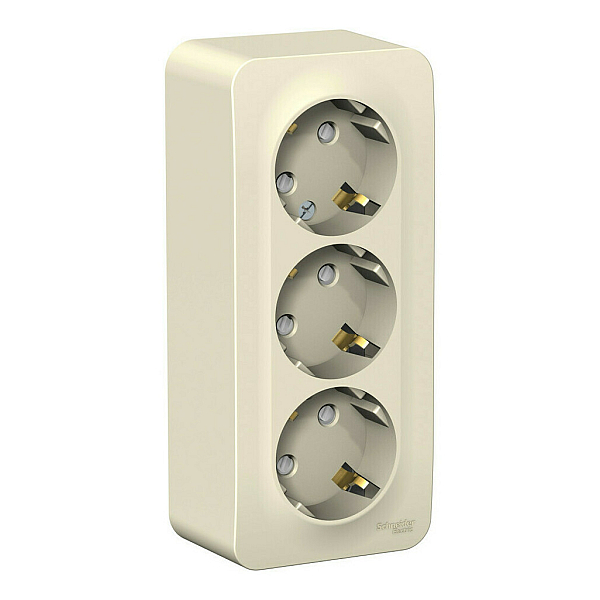 Розетка 3-ая с/з со шторками 16А, 250В, изолир. Пластина Systeme Electric Blanca наруж Молочная BLNRA011312