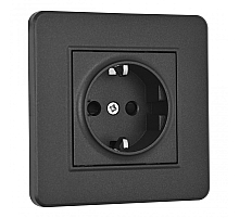 Комплект розетки с/з и шторками и рамкой Arte Milano SET16-1-40-1 black