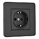 Комплект розетки с/з и шторками и рамкой Arte Milano SET16-1-40-1 black