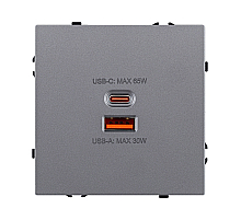 Розетка USB A+C 65W, серый Kollinger Eclipse EC-024GY