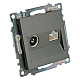 Розетка телевизионная TV + компьютерная RJ-45 Stekker Катрин графит GLS00-7106-06 49417