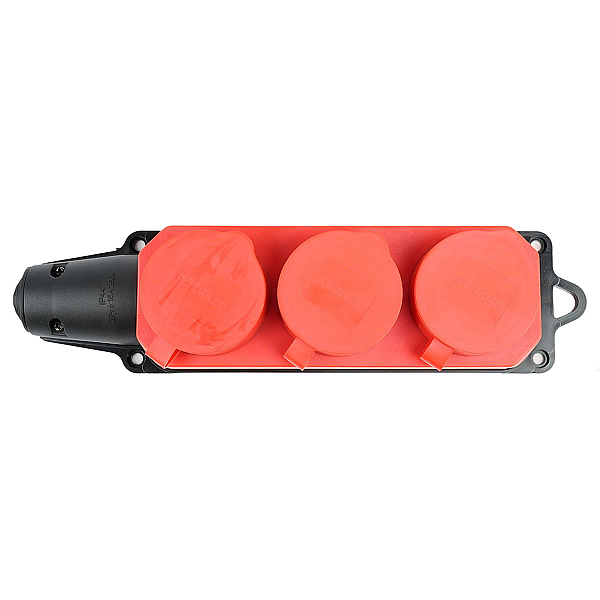 Розетка переносная тройная 2P+PE Stekker Одри с крышкой красный RST16-23-44-3 49401