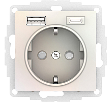 Розетка 16А с USB A+C (5В/2,4А/3 А, 2х5В/1,5А), мех Systeme Electric AtlasDesign Жемчуг ATN000432