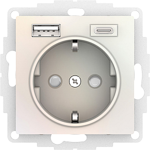 Розетка 16А с USB A+C (5В/2,4А/3 А, 2х5В/1,5А), мех Systeme Electric AtlasDesign Жемчуг ATN000432