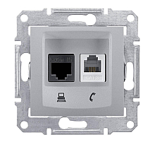 Розетка телефонная RJ-11 и Ethernet RJ-45 Schneider Electric Sedna UTP SDN5200160