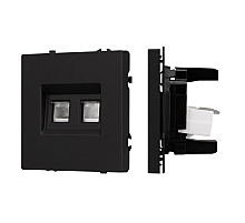 Розетка телефонная двойная софт-тач черный оникс Arlight SCT-MTL2-SFPL-BK (2хRJ-11, 4C) 054309(1)