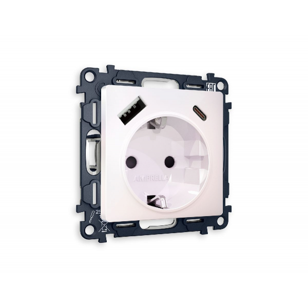 Комплект механизма розетки 2USB A+C 20W (быстрая зарядка) с/з Ambrella Volt Alfa MA210010 Комплект механизма розетки 2USB A+C 20W (быстрая зарядка) с/з Ambrella Volt Alfa MA210010