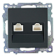 Розетка компьютерная 2-местная RJ-45 (механизм) ,Stekker ,GLS00-7109-05 Катрин, черный 50007