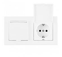 Розетка двойная (двухпостовая) с/з и шторками Arte Milano SET06-2-41-1x2 white