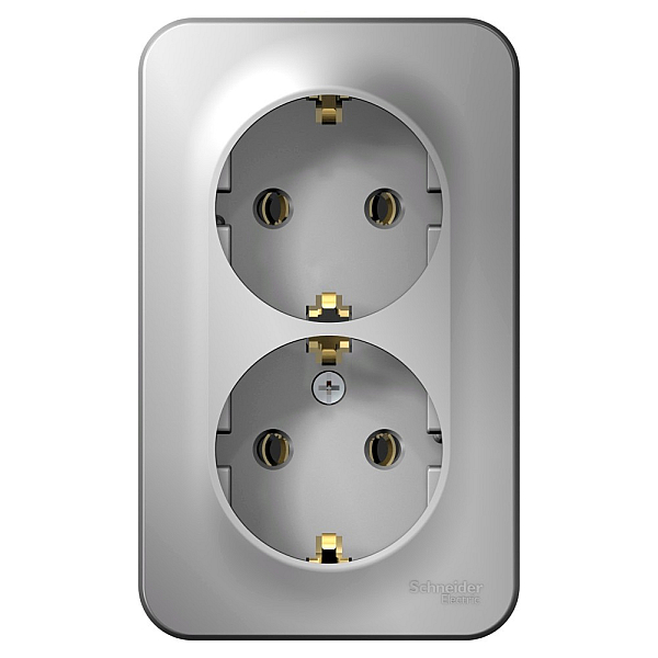 Розетка двойная 2К+З Systeme Electric Blanca 16A 250V алюминий BLNRA010213