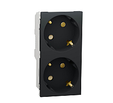 Розетка двойная Schneider Electric Unica New Modular с/з со шторками NU306754A