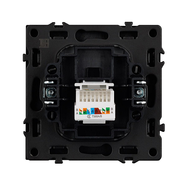 Розетка компьютерная софт-тач черный оникс Arlight SCT-MPC1-SFPL-BK (RJ-45, CAT6) 054305(1)