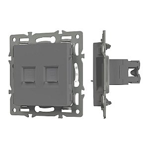 Механизм компьютерной розетки двойной Arlight SCT-MPC2-PL-GR (RJ-45, CAT6) 045338
