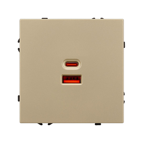 USB Розетка тип A+C софт-тач золотой песок Arlight SCT-MUAC-SFPL-FC-GD (65W, QC3) 054318(1)