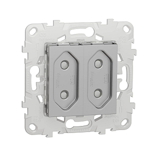 Розетка двойная Schneider Electric Unica New б/з со шторками NU503130