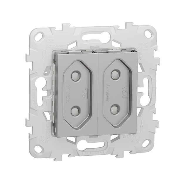 Розетка двойная Schneider Electric Unica New б/з со шторками NU503130