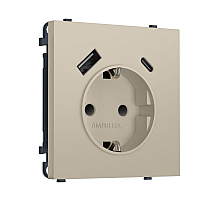 Комплект механизма электрической розетки SIGMA Кашемир 2USB A+C 20W Ambrella Volt MS350010 (SP3500, PR160)